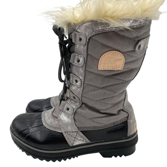 Sorel Tofino II Gray/Black Snow Boots Winter Big Girl's Size 4 - Picture 7 of 10